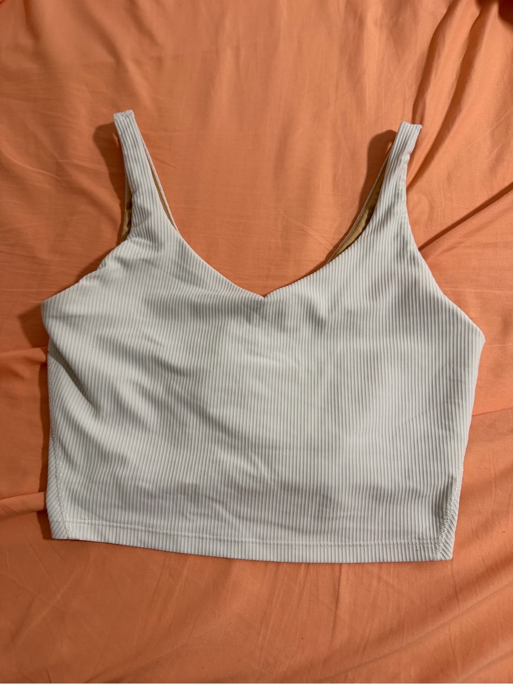 Old Navy White Ribbed V-Neck Cropped Tank
